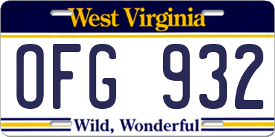 WV license plate OFG932