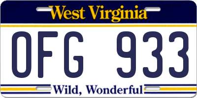 WV license plate OFG933