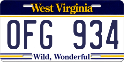 WV license plate OFG934