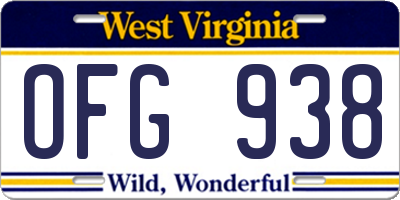 WV license plate OFG938