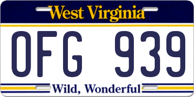 WV license plate OFG939