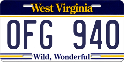 WV license plate OFG940