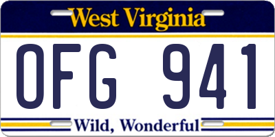 WV license plate OFG941