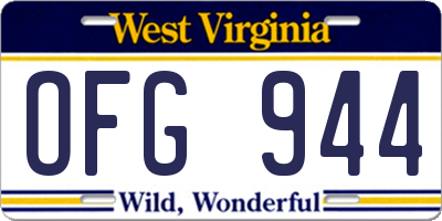 WV license plate OFG944