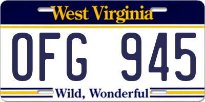 WV license plate OFG945
