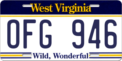 WV license plate OFG946