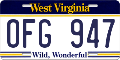WV license plate OFG947