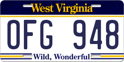 WV license plate OFG948