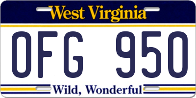 WV license plate OFG950