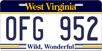 WV license plate OFG952