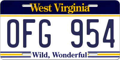 WV license plate OFG954