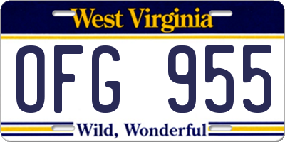 WV license plate OFG955