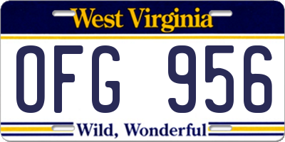 WV license plate OFG956