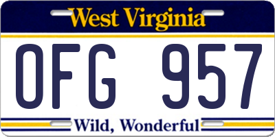 WV license plate OFG957