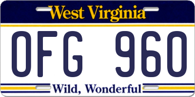 WV license plate OFG960