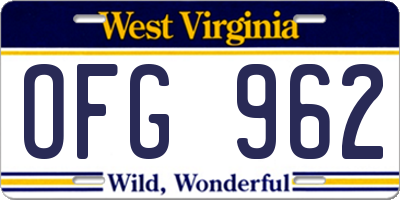 WV license plate OFG962