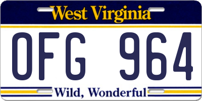 WV license plate OFG964