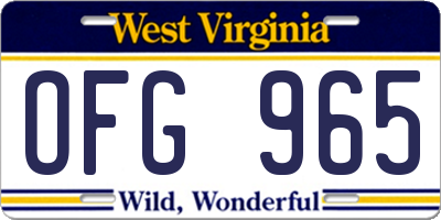 WV license plate OFG965