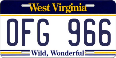 WV license plate OFG966