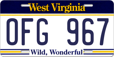 WV license plate OFG967