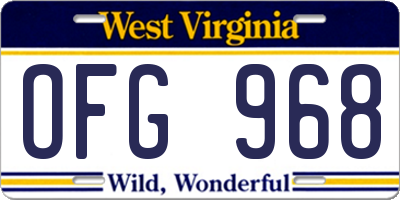 WV license plate OFG968