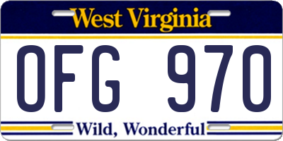 WV license plate OFG970
