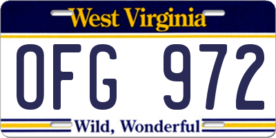 WV license plate OFG972