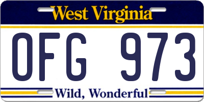 WV license plate OFG973