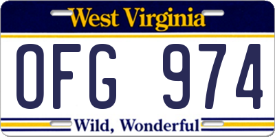 WV license plate OFG974