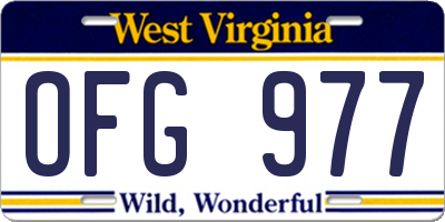 WV license plate OFG977