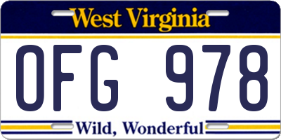 WV license plate OFG978