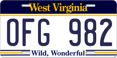 WV license plate OFG982