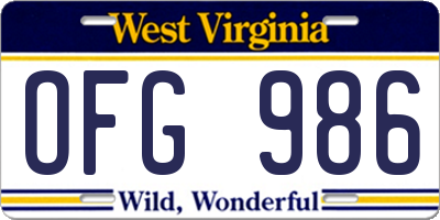WV license plate OFG986