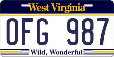 WV license plate OFG987