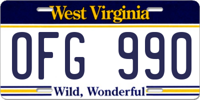 WV license plate OFG990