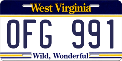 WV license plate OFG991