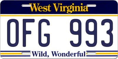 WV license plate OFG993