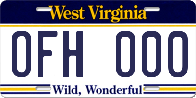 WV license plate OFH000