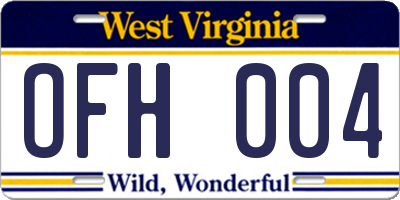 WV license plate OFH004