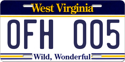 WV license plate OFH005