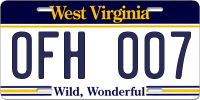 WV license plate OFH007