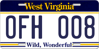 WV license plate OFH008