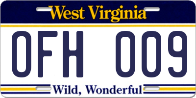 WV license plate OFH009