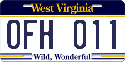 WV license plate OFH011