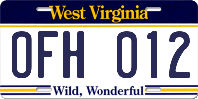 WV license plate OFH012