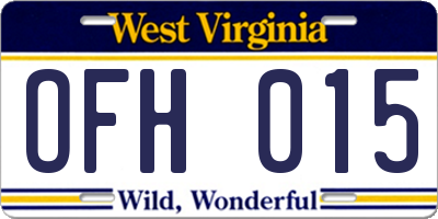 WV license plate OFH015