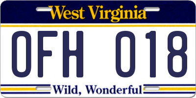 WV license plate OFH018