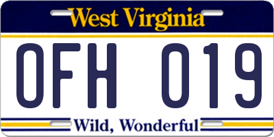 WV license plate OFH019