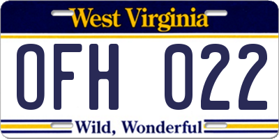 WV license plate OFH022