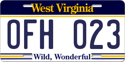 WV license plate OFH023